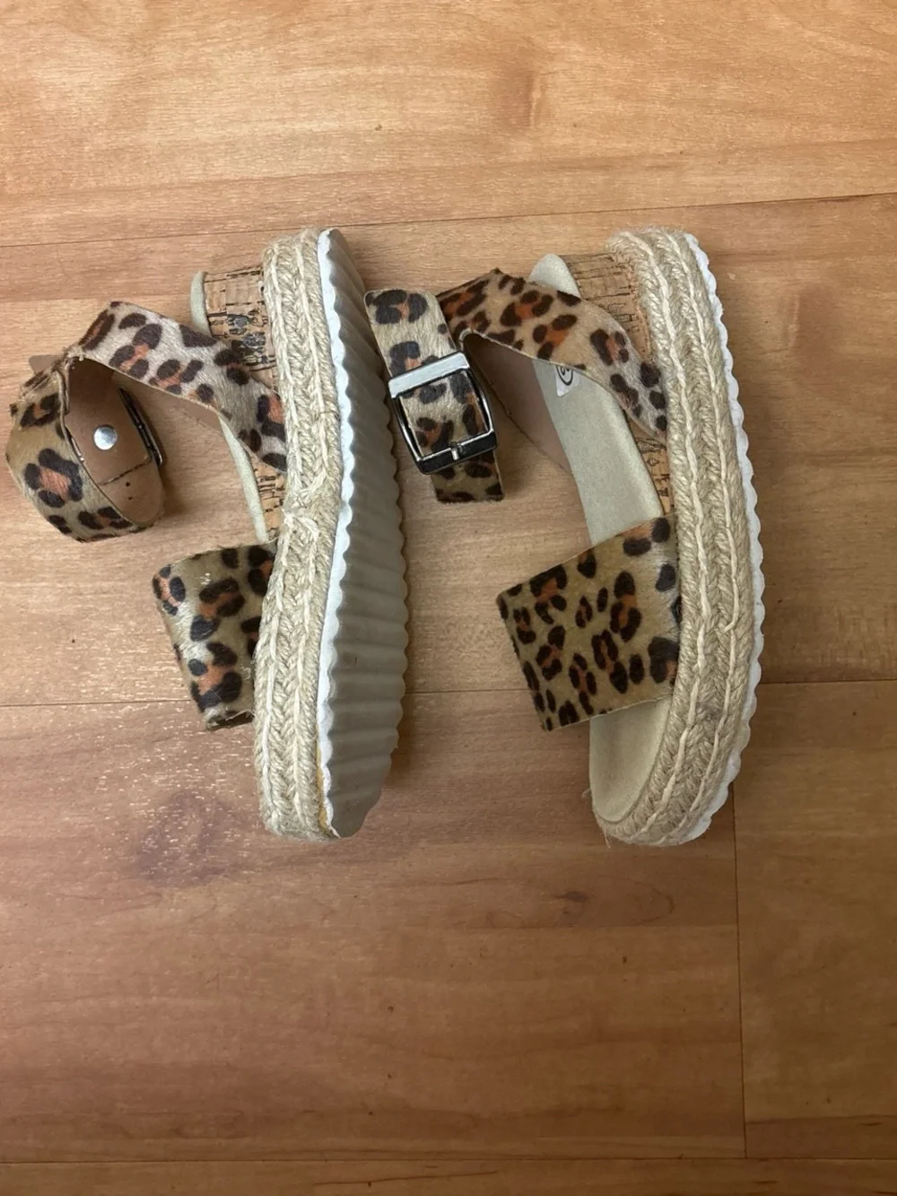 Source Unknown Leopard Print Kids Dress Sandals - Brown/Tan/Black